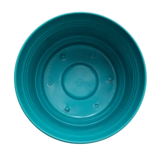 Bloem Saturn Round Planter With Saucer Tray: 12" - Bermuda Teal - Durable Plastic Pot, Matte Finish, Removable Saucer, For Indoor & Outdoor Use, Gardening, 3 Gallon Capacity {3}