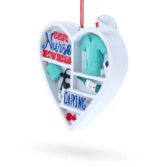 Best Nurse Ever Heart with Medical Tools Resin Christmas Ornament {3}