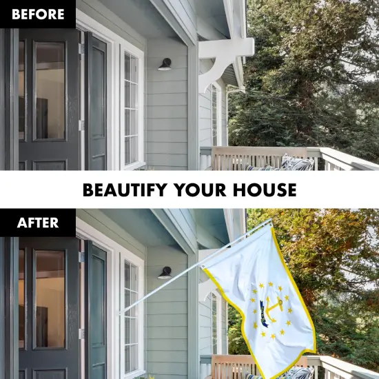 G128 - 6 Feet Tangle Free Spinning Flagpole (White) Rhode Island Flag Brass Grommets Embroidered 3x5 ft (Flag Included) Aluminum Flag Pole {3}