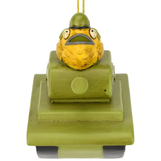 Tree Buddees Funny Fish Tank Christmas Ornament Goldfish Driving a Green Army Tank {5}