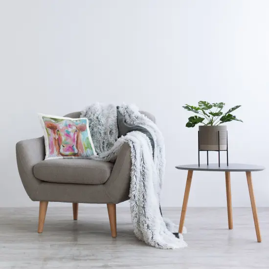 Stupell Industries Expressionist Vibrant Cow Indoor Pillow, 18 x 7 x 18 {2}