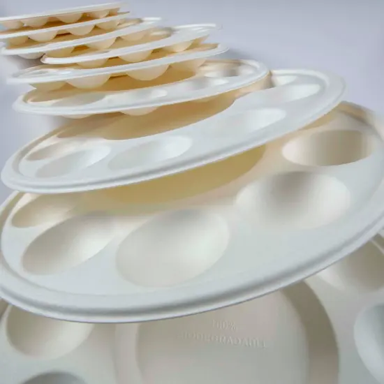 Creative Mark Disposable Paint Palette, 7-3/8" Diameter, 10 Pack - Eco-Conscious, Biodegradable Paint Holder Tray for Artists, Compostable Paint Tray Palette with 10 Wells Each, Easy Cleanup {4}