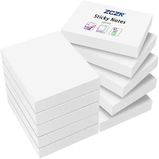 Small Sticky Notes, 100 Sheets/Pad, 10 Pads/Pack, White {1}