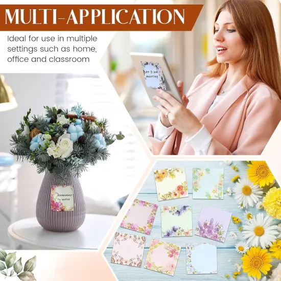 15 Pads Pop up Sticky Notes Floral Sticky Notes Refills Cute Sticky Pads Pop up Note Pads Flower Self Sticky Notes Memo Notes for Teacher Office,15 Styles {2}