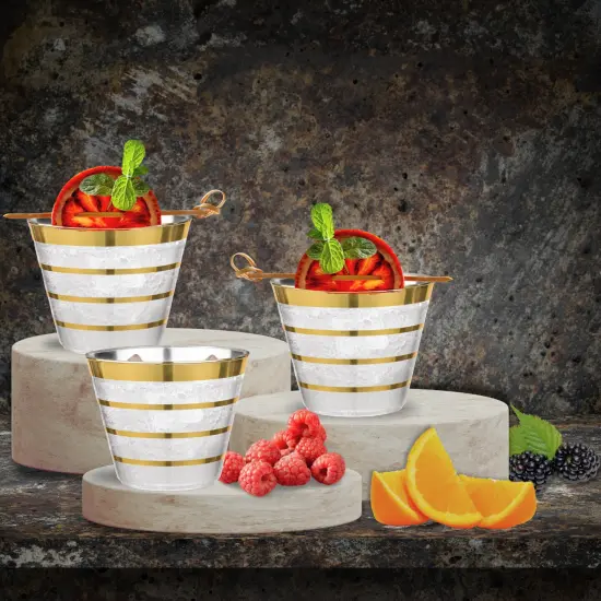 110 Pack 9 oz Disposable Clear Plastic Cups| Gold Rimmed Disposable Cups {4}