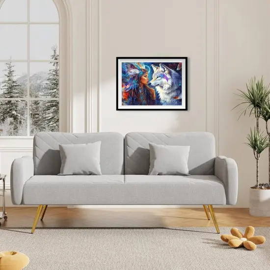 Wolf Diamond Painting Kits for Adults, Indian Woman & Wolf Diamond Art Kits for Adults Beginner, DIY Diamond Dots Paint by Diamonds Art and Crafts for Hobbies, Gifts, Home Art Decor 12x16 inch {3}