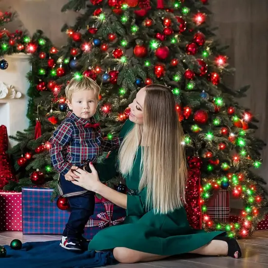 120 LED Christmas Lights Outdoor Waterproof, Red and Green String Lights for Bedroom Clear Wire, Connectablle 8 Modes Plug in Fairy String Lights for Tree Christmas Halloween Decorations {4}