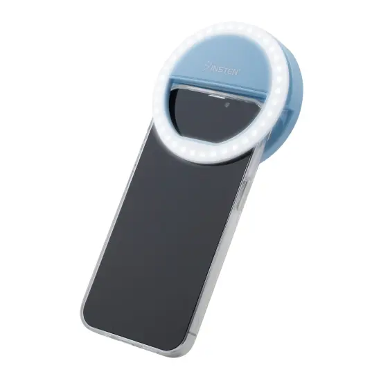 Insten 3" Mini LED Selfie Ring Light with Clip for Laptop Tablet Cell Phone Video, Dimmable, 36 Beads, Battery Powered, Blue {2}