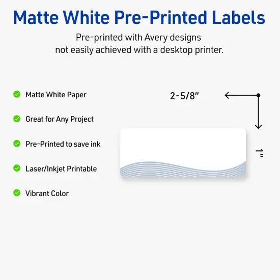 Avery Printable Rectangle Address Labels with Sure Feed Technology, Pre-Printed Colorful Design, Matte White, 1" x 2-5/8", Laser & Inkjet Compatible, 160 Total {2}