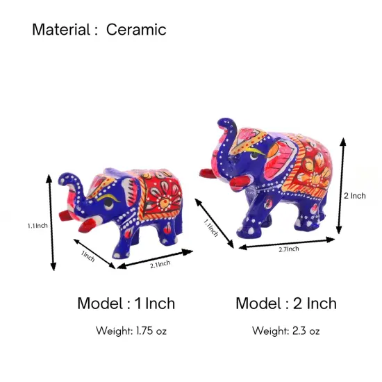 Handcrafted Rajasthani Elephant Statue for Home Decorations Ceramic Elephant Figurines Room Shelf Office Table Living Room Boho Decor Elephants Gifts for Women Good Luck Housewarming Gift {5}