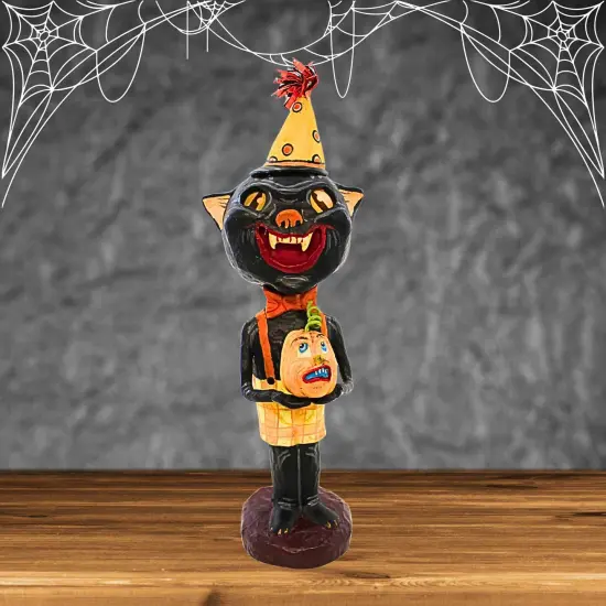 Jorge De Rojas 11.5 Inch Smiley Puss Halloween Figurine , Lightweight Halloween Decor Halloween Black Cat {4}