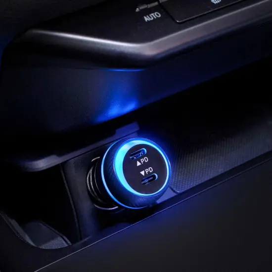 Insten 47W 2-Port USB-C PD Fast Charging Car Charger Compatible With iPhone Android Cell Phone Universal Black {3}