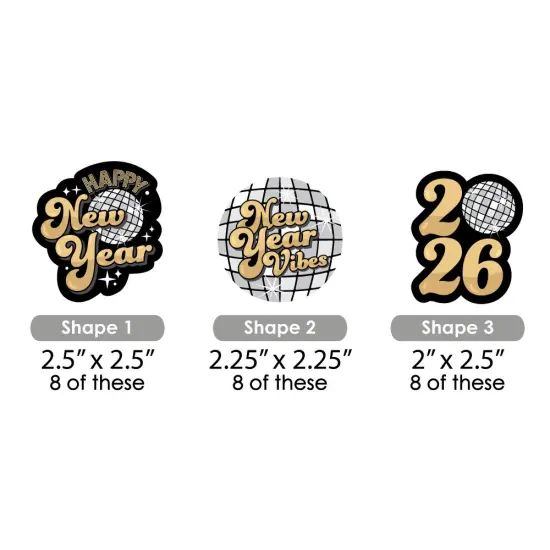 Big Dot of Happiness Disco New Year - Paper Straw Decor - Groovy 2026 NYE Party Striped Decorative Straws - Set of 24 {4}