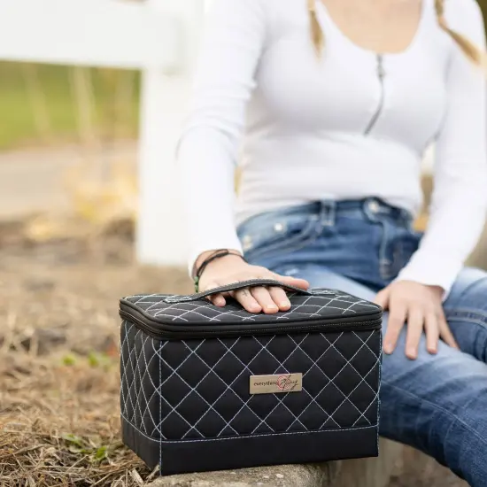 Collapsible Sewing Kit Organizer Box, Black & Blue Quilted {5}