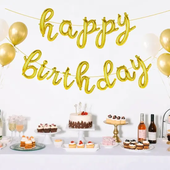 Script Foil Mylar Birthday Letter Balloon - Gold {2}