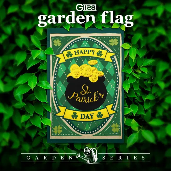G128 Happy St. Patrick&rsquo;s Day Pot Gold Garden Flag 12x18 In Double Sided St. Patrick's Day Yard Garden Lawn Decoration {2}