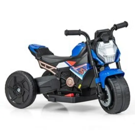 Plastic 6V Kids Ride-on Motorcycle with Battery Power and Detachable Training Wheels Red {8}