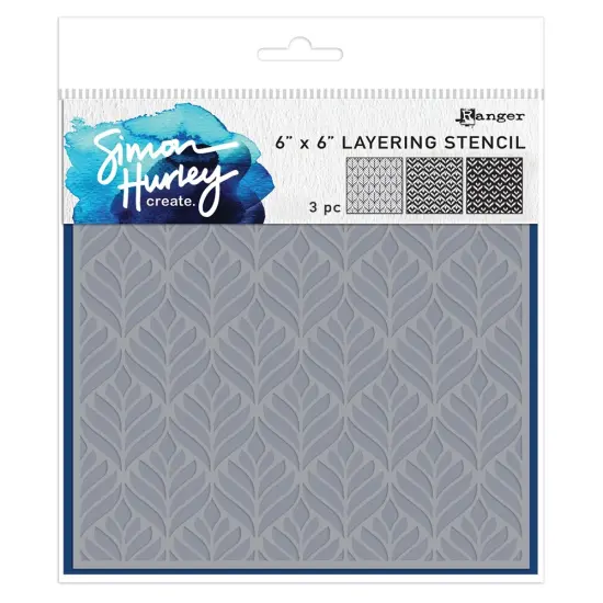 Simon Hurley create. Stencil 6"X6"-Geo Leaves {1}