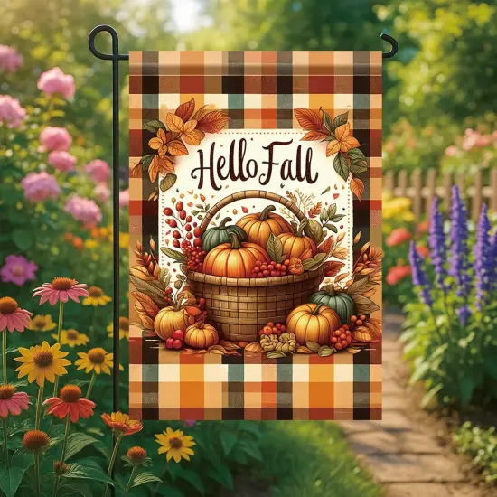 Fall Pumpkin Garden Flag Welcome Autumn Outdoor {5}