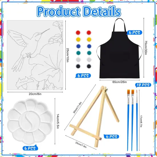 48 Pcs Pre Drawn Canvas Painting Set Sip and Paint Kit Pre Canvas for Adults Family Sip and Paint Party multicolor {2}