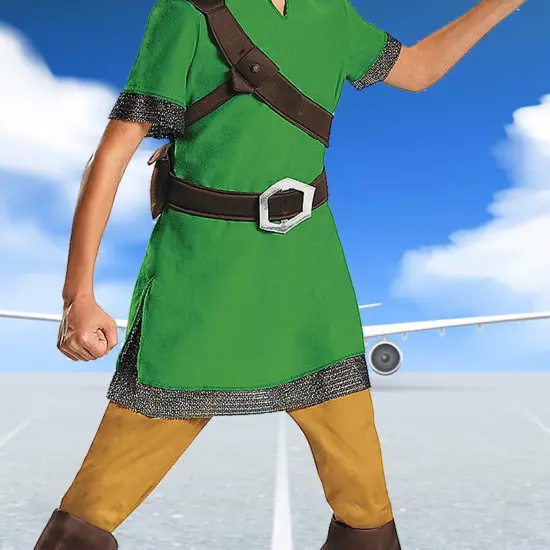 Boys Link Costume from The Legend of Zelda Green Tunic and Hat Set {4}