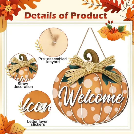 Fall Door Decor Pumpkin Welcome Sign (Pumpkin) {2}