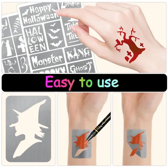 135 PCS Temporary Tattoo Stencils(Silver Halloween) {3}