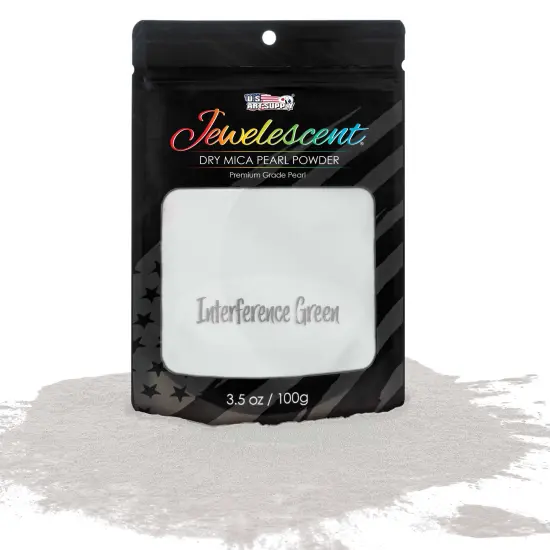 Jewelescent Mica Pearl Pigment Powder, Interference Green 3.5 oz (100g) Pouch - Cosmetic Grade, Epoxy Resin Color Pigment, Mica Powder for Resin, Soap, Slime, Candle Dye, Art, Crafts {1}