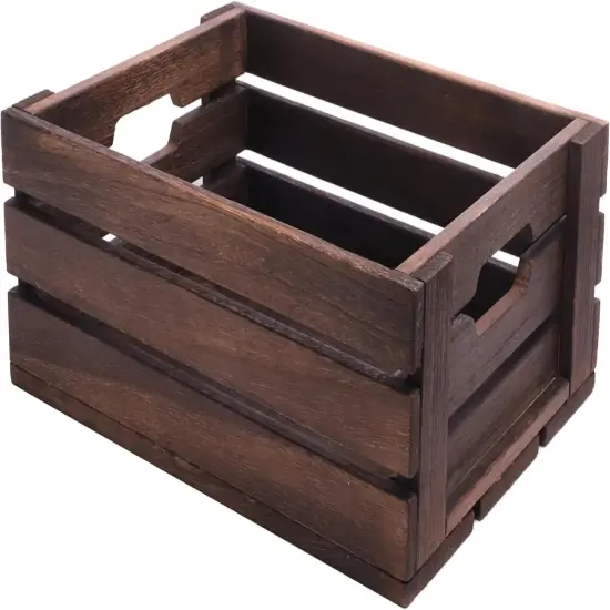 Rustic Vintage Finished Wooden Crate with Handles - Nesting Storage, Display, Organization Crate for Party, Office, Bedroom, Kitchen and Closet - (Rustic Black set of 2) {2}