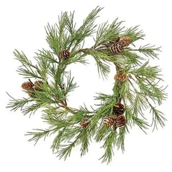 Glittered Pine Wreath with Pinecones for Winter Door Wall Decoration 14 Inch {1}