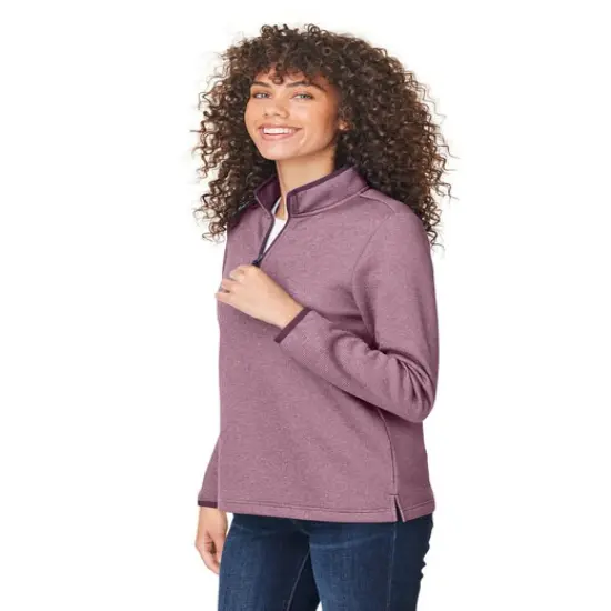 CORE365&reg; Ladies' Venture Heathered Stripe Quarter Zip TRUE ROYAL/WHITE {6}