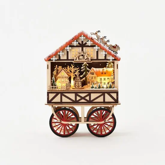 Bavarian Christmas Village - Wooden Bavarian Cart Scene {1}