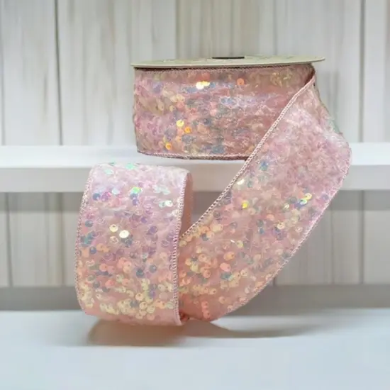 2.5" Sequin Sugar Plum Ribbon: Iridescent Pink (10 Yards) {3}