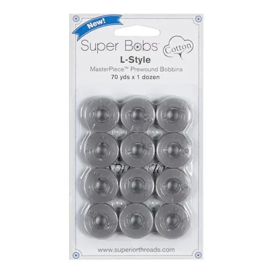 Super Bobs Cotton #155 Graystone (L Style) 12 pack pre-wound bobbins {1}