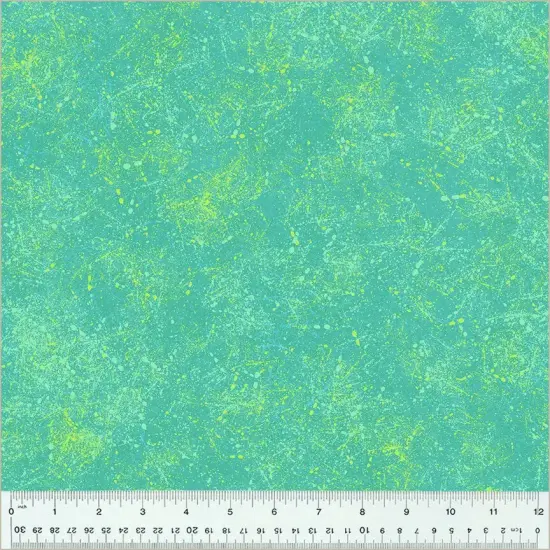 Green Aqua Noteworthy Splatter 44"/45 Fabric Per Yard {1}