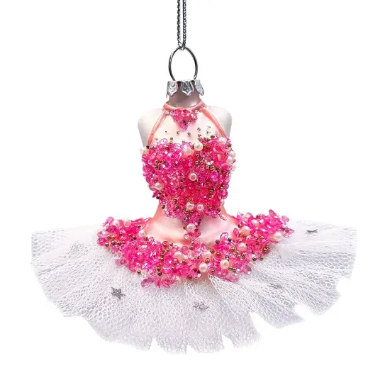 Classic Ballerina Dress Handcrafted Glass Ornament, Ballet Dancer Gift {1}