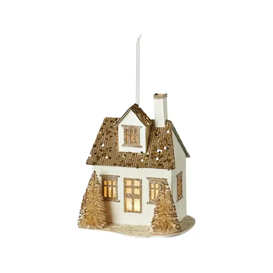 Lighted Glittered Village Ornaments {4}