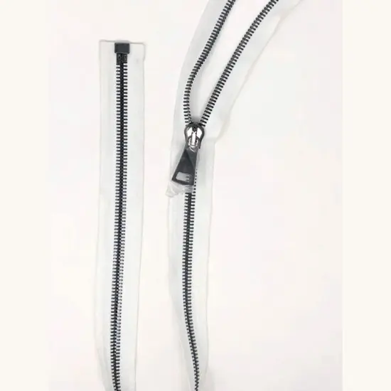 12MM White Tape Gun Metal Teeth Glossy European Zipper Separating 36 Inche {1}