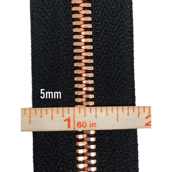 Black Metal Glossy Jacket Separating Zipper Black Tape Rose Gold Copper Teeth 5MM or 8MM {4}