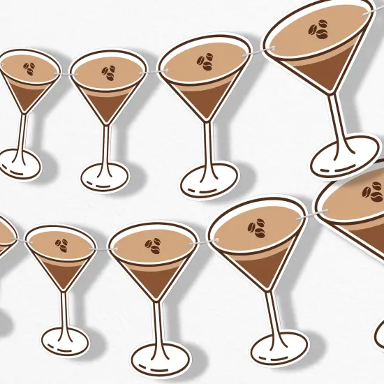 Big Dot of Happiness Espresso Martini Garland Banner, A Tini Bit Older Banner, Bachelorette Decor, 30 Ft Cord, 15 Double-Sided Coffee Martini Glasses {1}