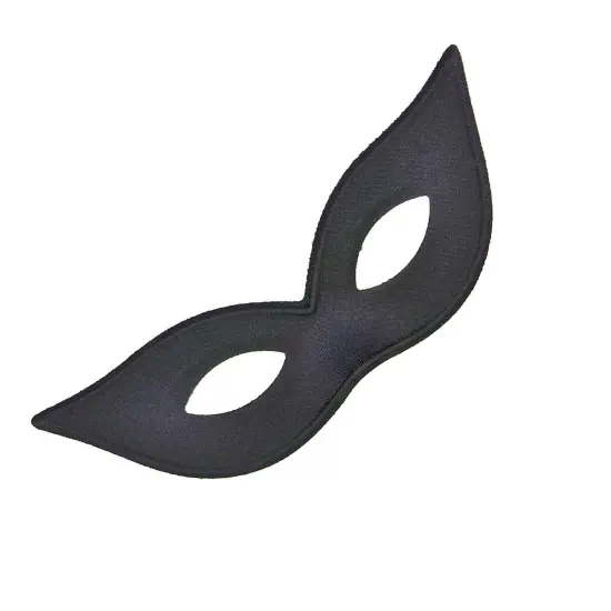 Satin Black Harlequin Mask One Size {4}