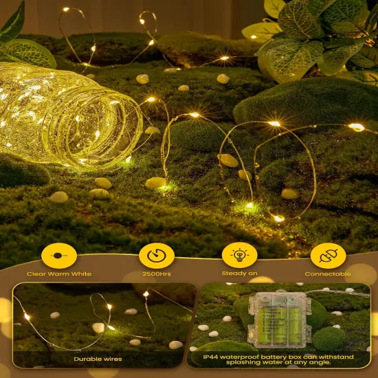 Fairy String Lights Battery Operated with Remote - 33Ft 100 LED (Warm White) {2}