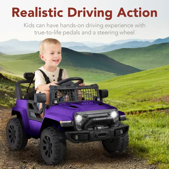 Best Choice Products 6V Kids Ride-On Truck Car w/ Parent Remote Control, 4-Wheel Suspension, LED Lights Purple {3}