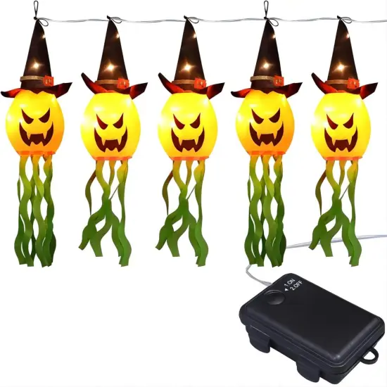 Halloween 5Pcs Lighted Hanging Pumpkin {2}