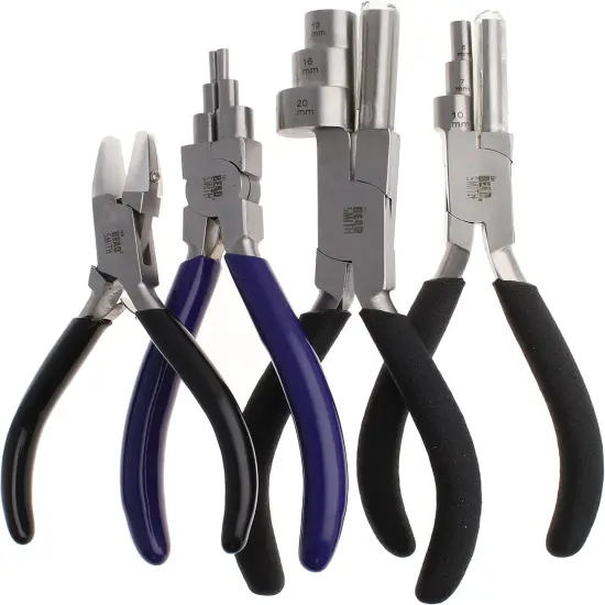 The Beadsmith Wire Working Combo &ndash; 3 Different Wire Wrapping Bending Pliers and Double Nylon Jaw Chain Nose Pliers &ndash; Use to Create Loops, Jump Rings & Protect Wire While Jewelry Making &ndash; 4 Piece Set {1}