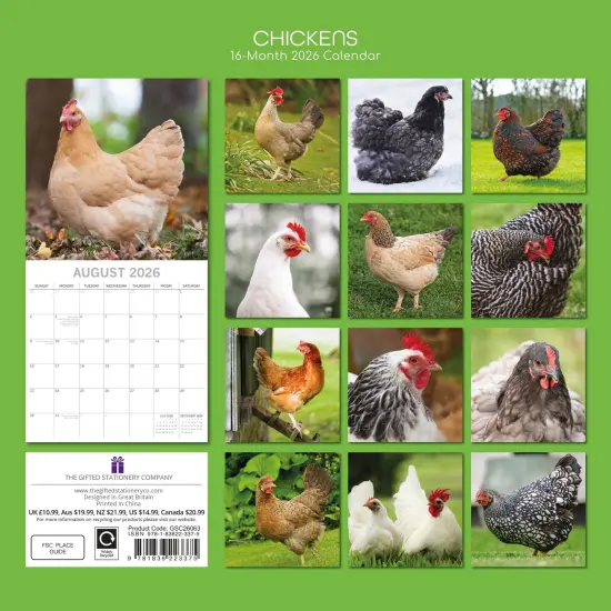 The Gifted Stationary 2026 Square Wall Calendar, Chickens, 16-Month Animals Theme Hanging Calendar with 180 Reminder Stickers, Month Planner for Home, or Creative Spaces, 12x12 In Multicolor {4}