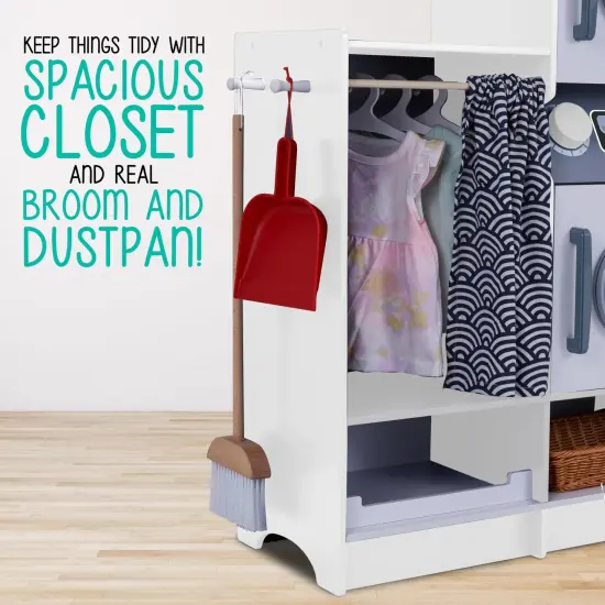 Lil' Jumbl Wooden Pretend Laundry Playset for Kids with Washer and Dryer White {6}