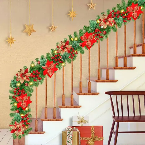 Xmas Garland for Office Fireplace Stairs Table - Indoor Outdoor Holiday Decor {6}