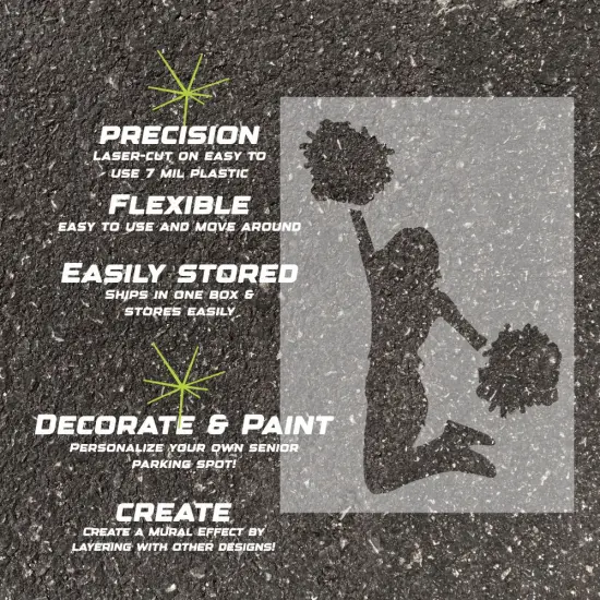 Cheerleader Parking Space Stencil | High School Senior Parking Spot Stencil | Reusable Stencil | Stencil Ease | {3}