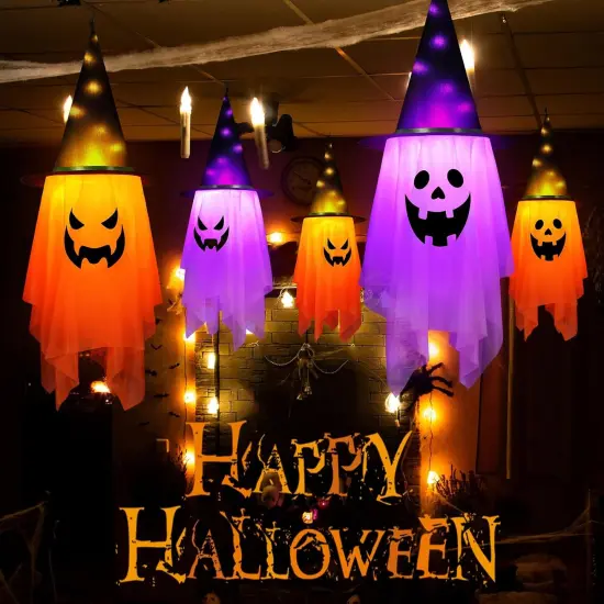 Set of 2 Halloween Hanging Ghosts {2}